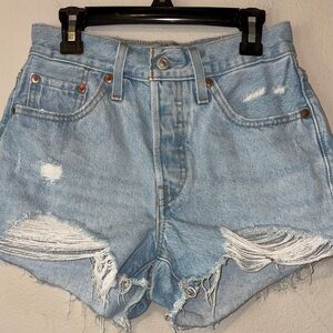 Levi's Light Blue Distressed Jean Shorts